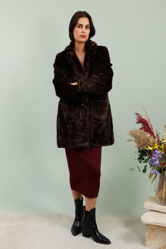 Coats Women Chocolate TANDEM TDY152 Efashion Paris