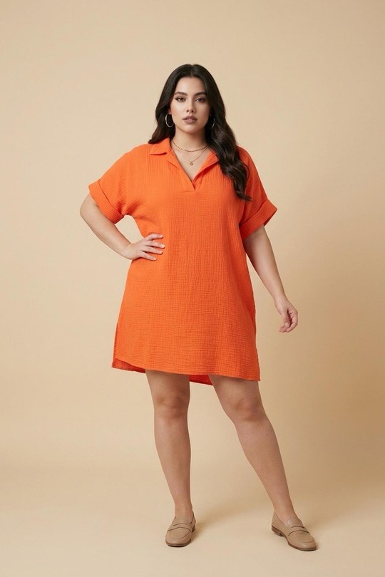 Robes courtes Femme Orange REM R2909 Efashion Paris