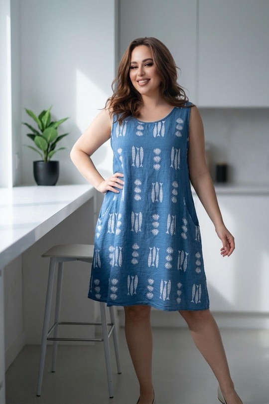 Robes mi-longues Femme Bleu jean REM R19172 Efashion Paris