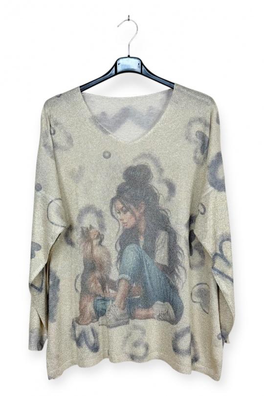 Jerséis Mujer Print LUCKY NANA AH 2864-07 Efashion Paris