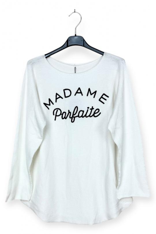 Jumpers Women White LUCKY NANA AH 3162 MADAME PARFAITE Efashion Paris