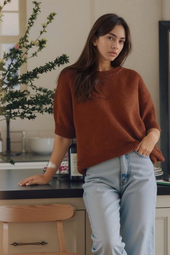 Jumpers Women Rust LUCKY NANA AH 8001 Efashion Paris