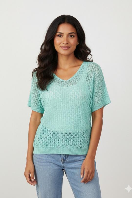 Tops Femme Turquoise LUCKY NANA CX 1082 Efashion Paris