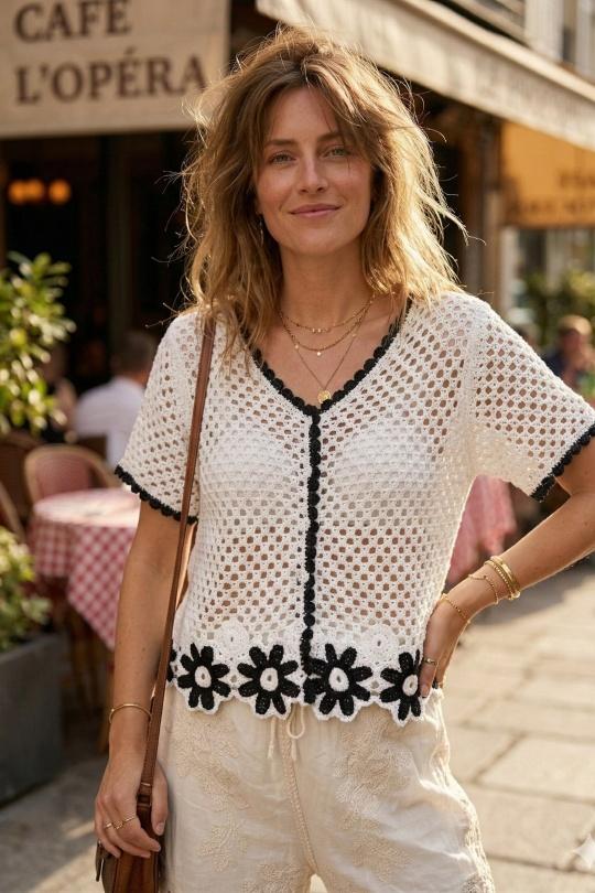 Tops Femme Blanc LUCKY NANA CX L801 Efashion Paris