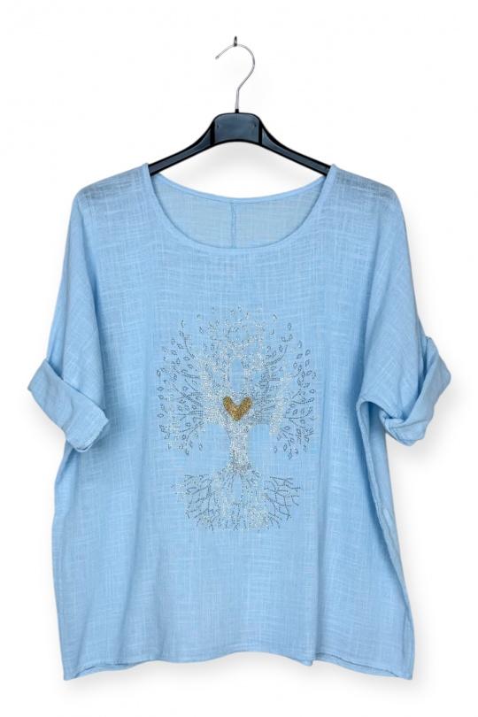 Tops Femme Bleu clair LUCKY NANA CX 8003AV Efashion Paris