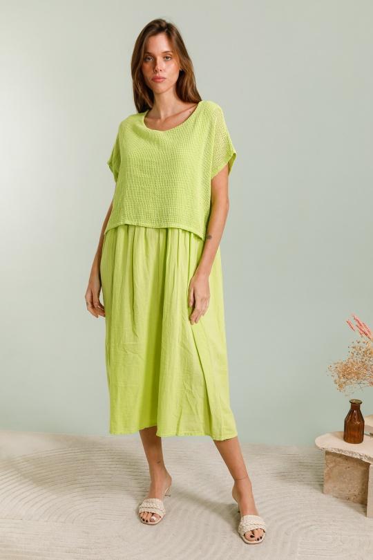 Robes longues Femme Vert pomme LUCKY NANA CX 25162 Efashion Paris