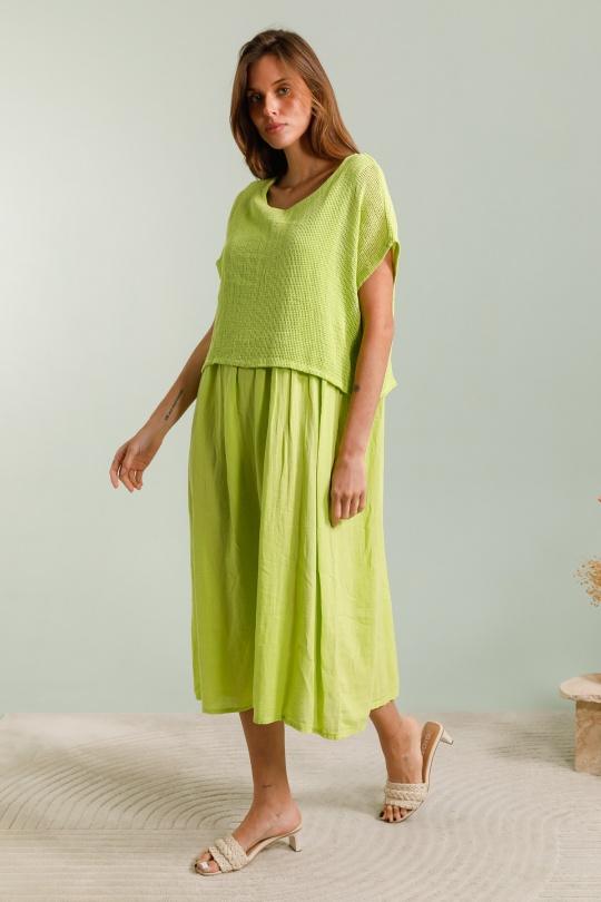 Robes longues Femme Vert pomme LUCKY NANA CX 25162 Efashion Paris