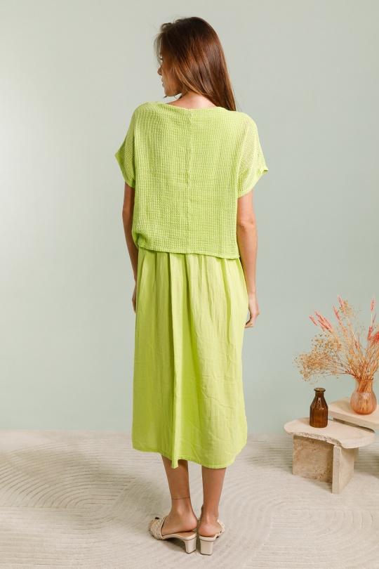 Robes longues Femme Vert pomme LUCKY NANA CX 25162 Efashion Paris