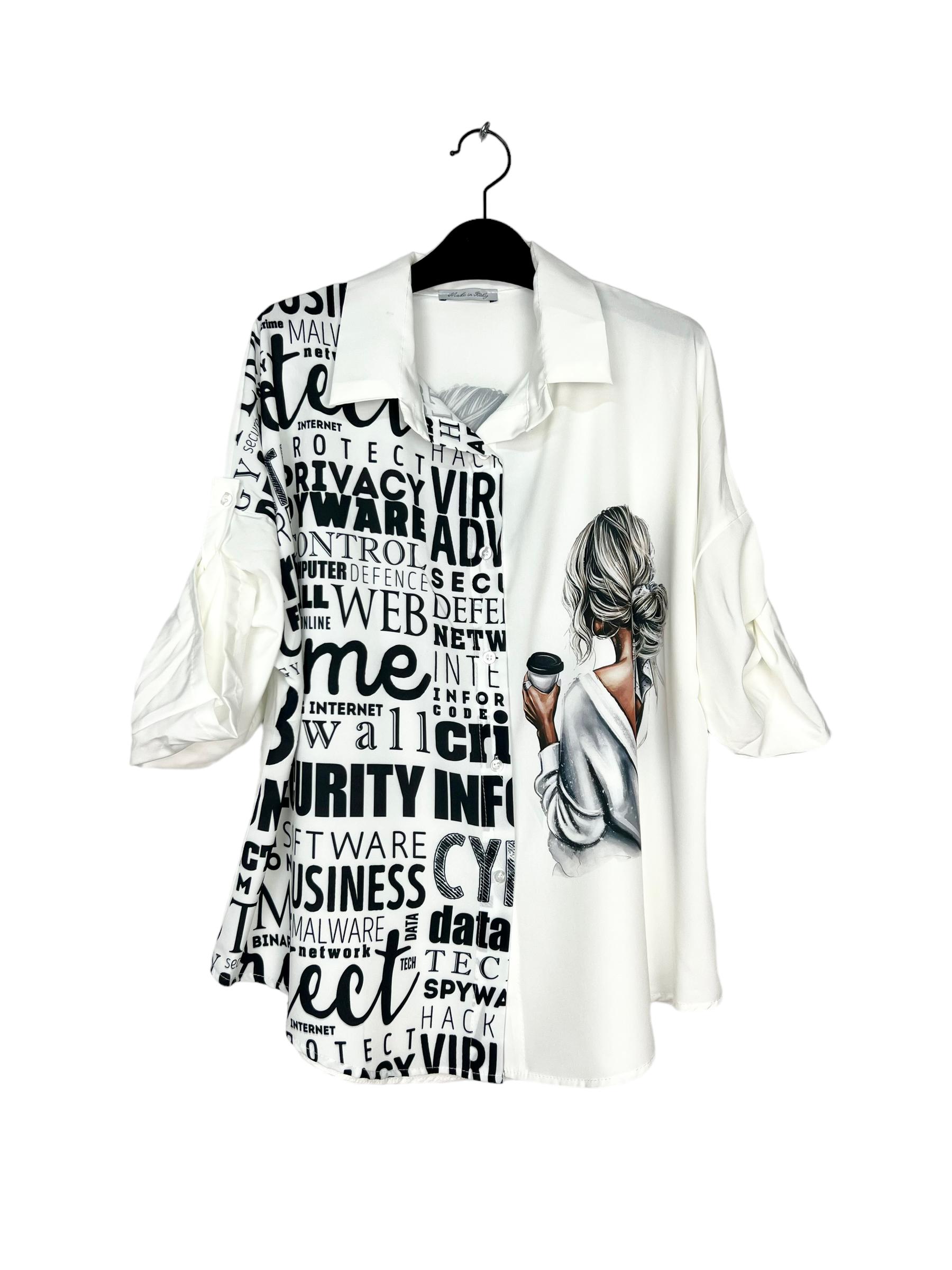 Chemise Fille C&A Here&There Grise Imprimé Chat – Taille 158/164 – Très Bon état