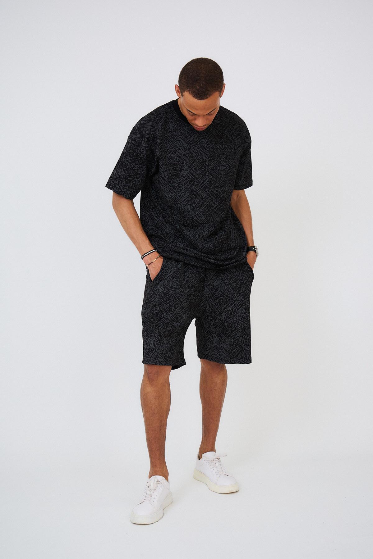 Ensemble short Homme Noir AARHON AA-009BLACK #c Efashion Paris