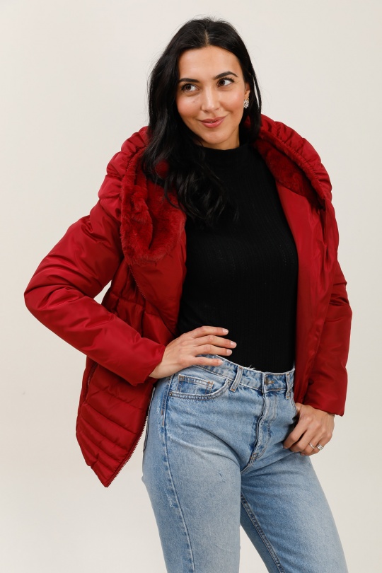 Doudounes Femme Bordeau/Rouge LAURA JO 19043 Efashion Paris