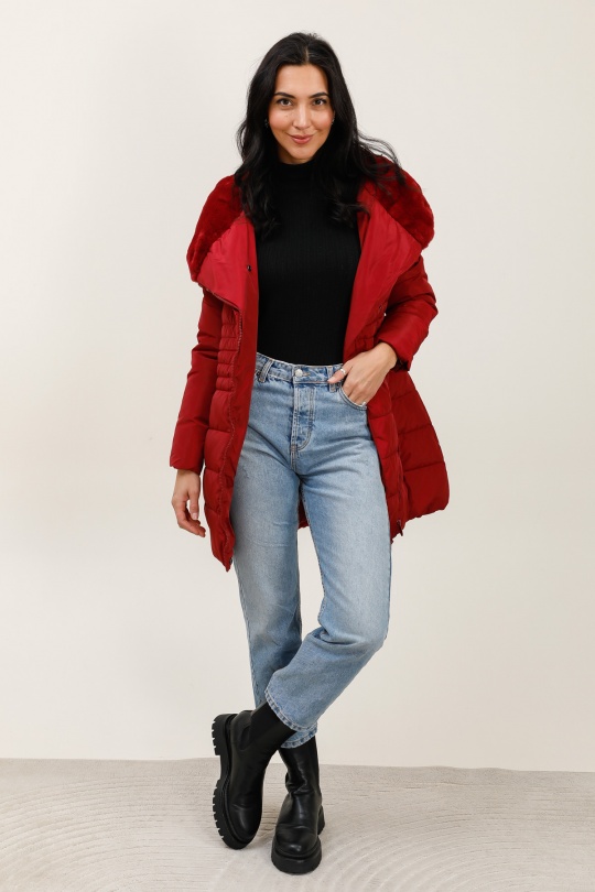 Doudounes Femme Bordeau/Rouge LAURA JO 19042 Efashion Paris