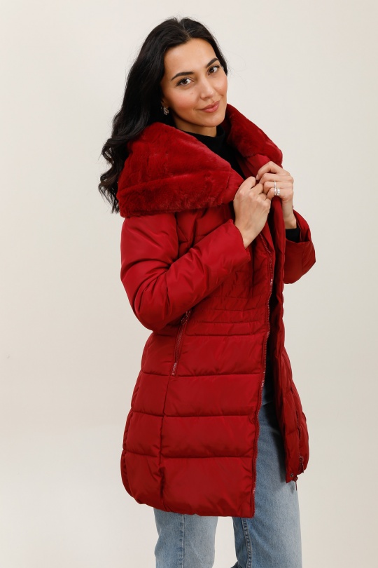 Doudounes Femme Bordeau/Rouge LAURA JO 19042 Efashion Paris