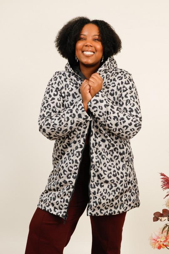 Manteaux Femme Léopard noir LAURA JO 5012LEO GT Efashion Paris