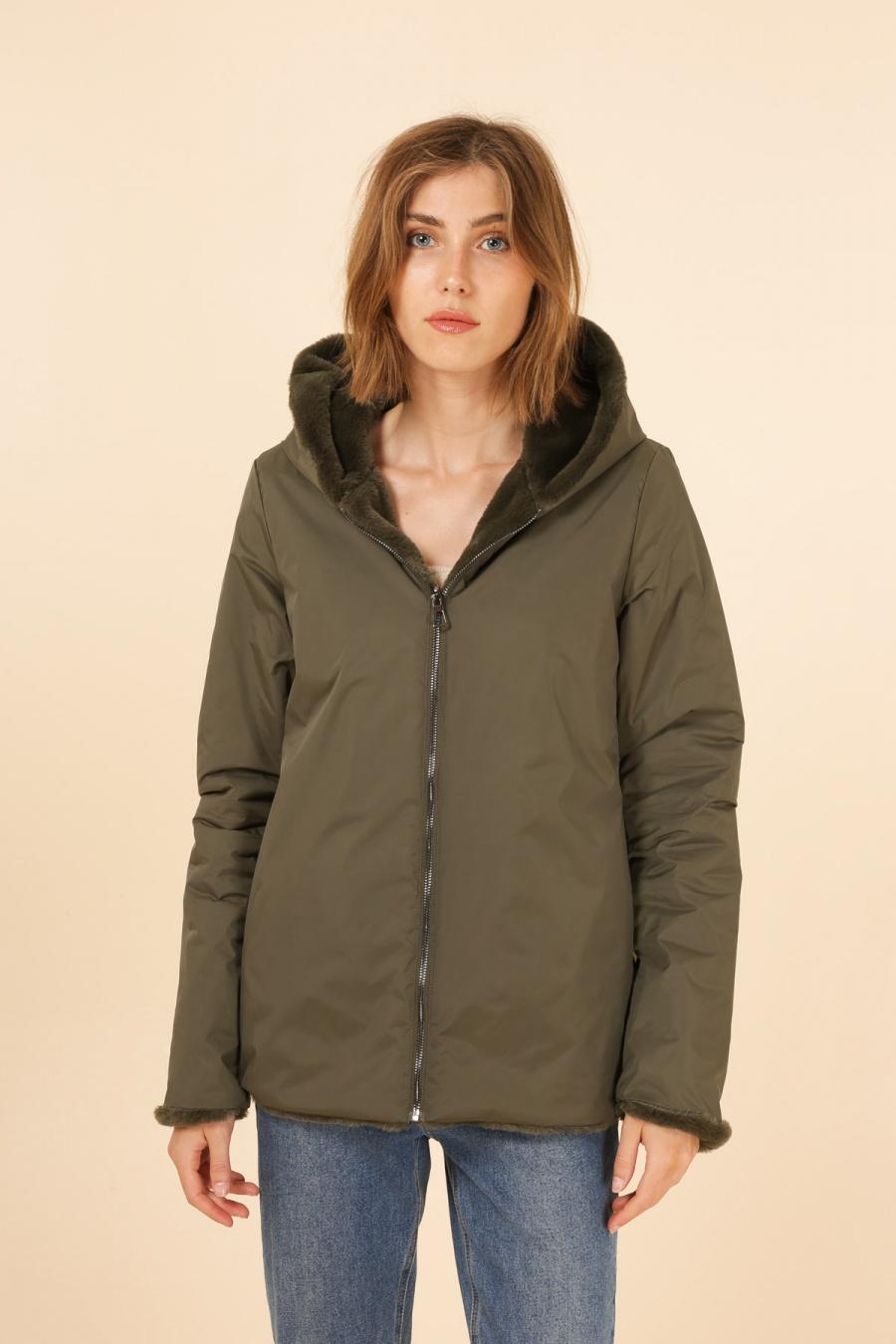 Parkas Femme Kaki LAURA JO 20062 REVERSIBLE #c Efashion Paris