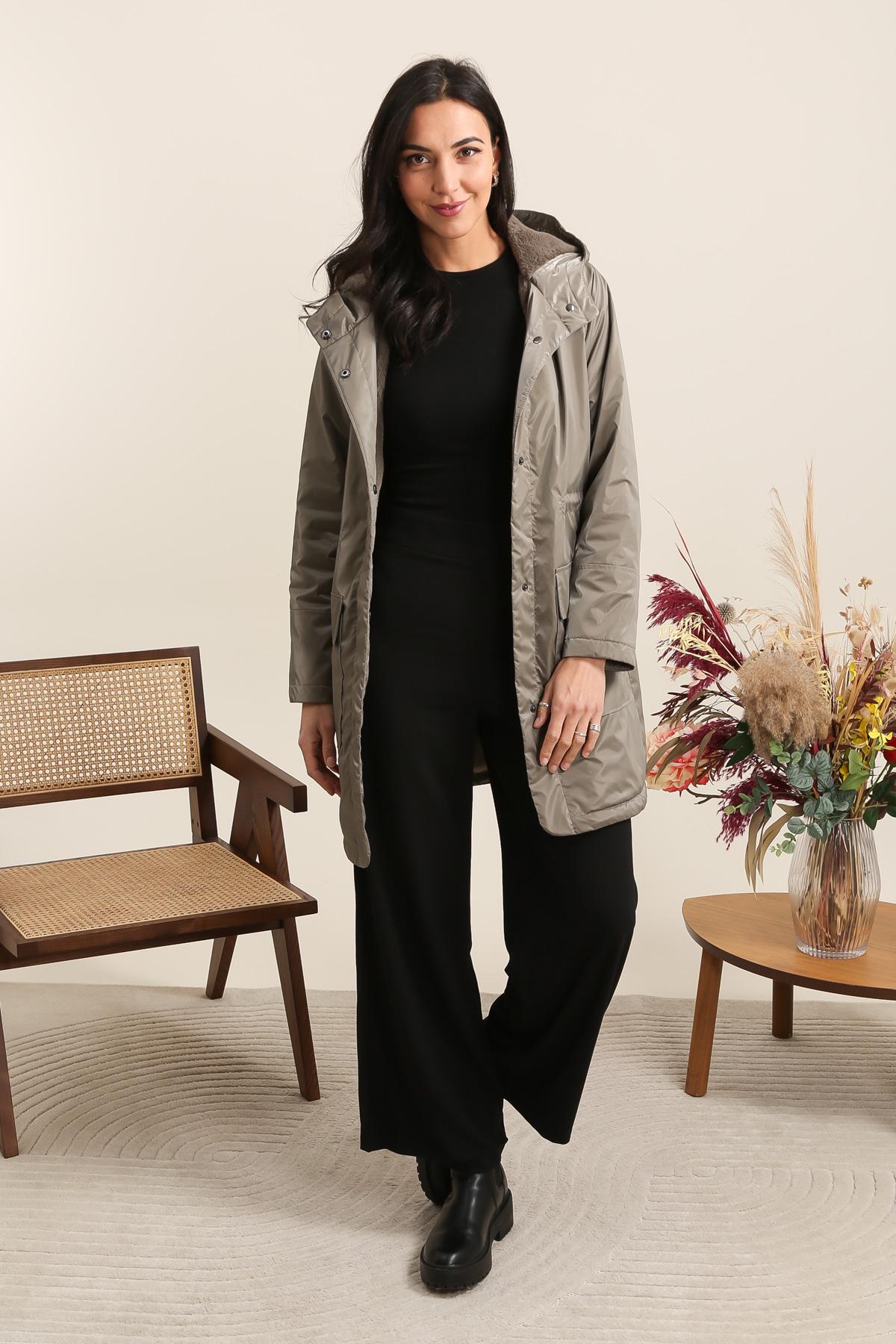 Parkas Femme Taupe LAURA JO 6023 #c Efashion Paris