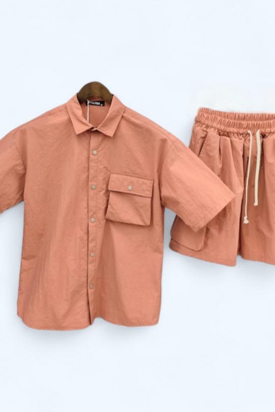 Conjunto de pantalones cortos Hombre Terra-cota OMNIMEN MG-1002 Efashion Paris