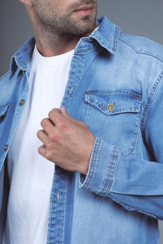 Chemises Homme Bleu clair OMNIMEN 270 Efashion Paris