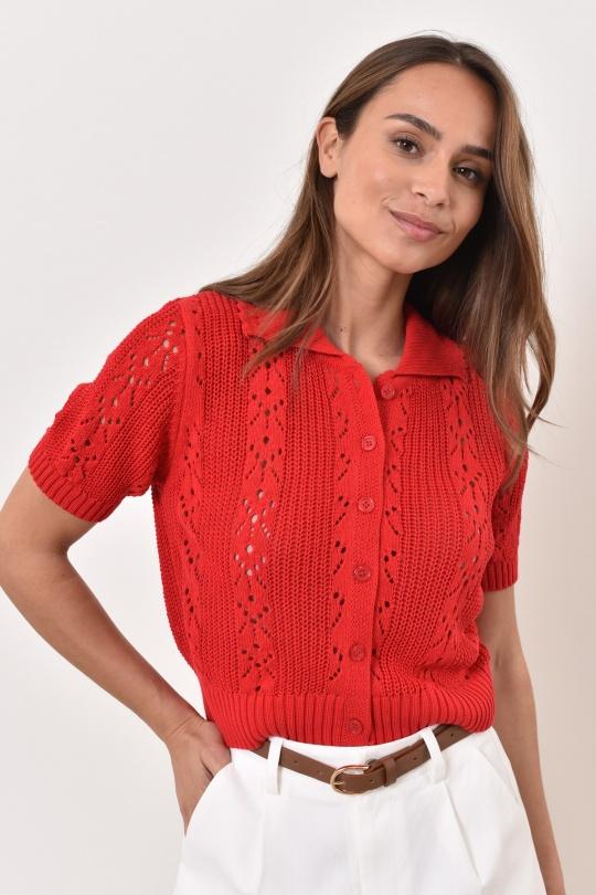 Gilets Femme Rouge Misskoo 5031 Efashion Paris