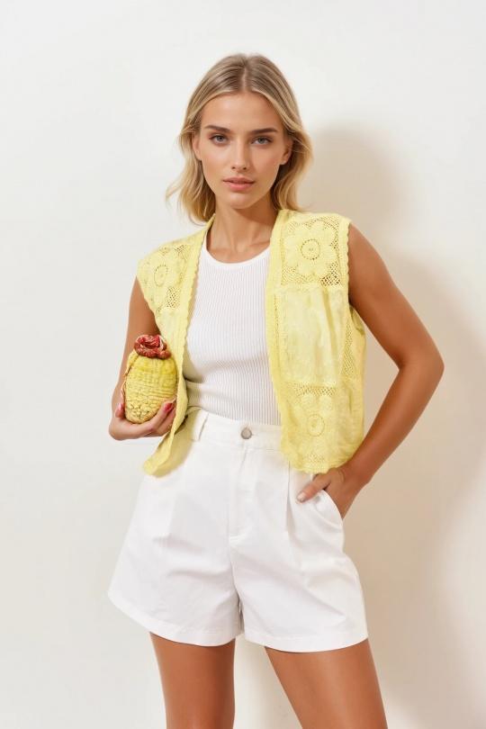 Gilets Femme Jaune Misskoo M433 Efashion Paris