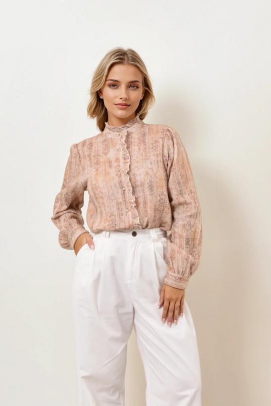 Camisas Mujer Beige Misskoo E7009 Efashion Paris