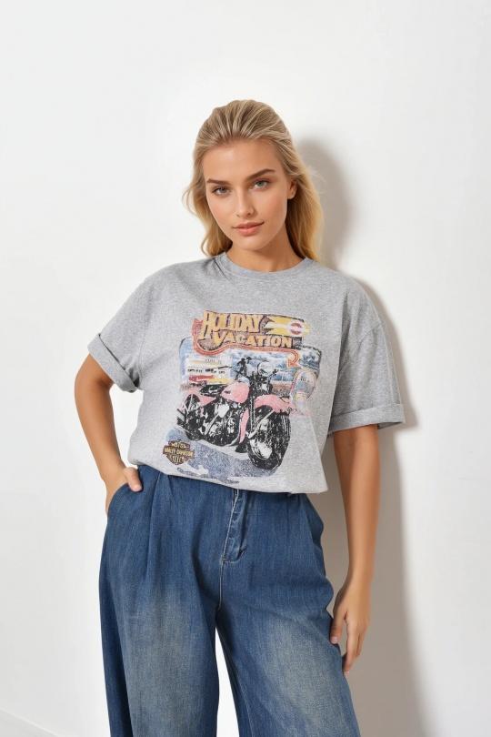 T-shirts Femme Gris Misskoo 1149 Efashion Paris