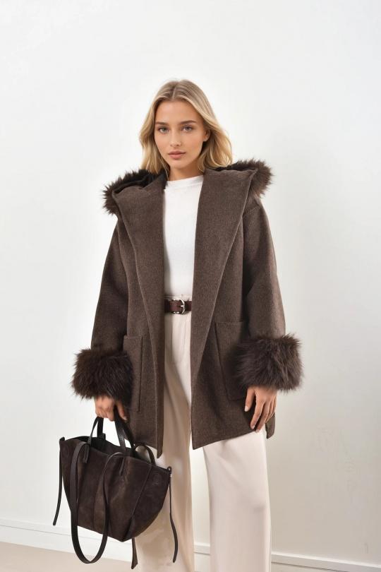 Coats Women Brown Misskoo X2846 Efashion Paris