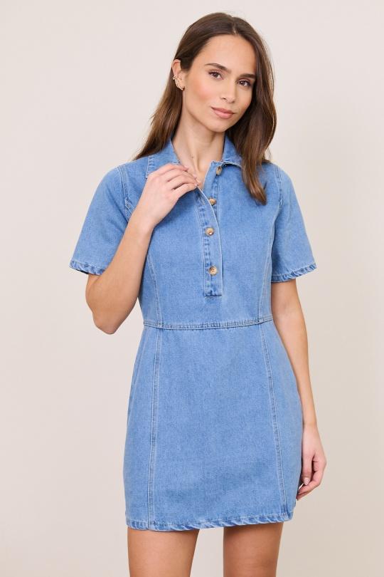 Robes courtes Femme Bleu clair Misskoo J0763 Efashion Paris