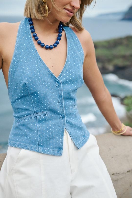 Tops Femme Bleu jean Misskoo J0986 Efashion Paris