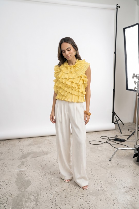 Tops Femme Jaune Misskoo FK184 Efashion Paris
