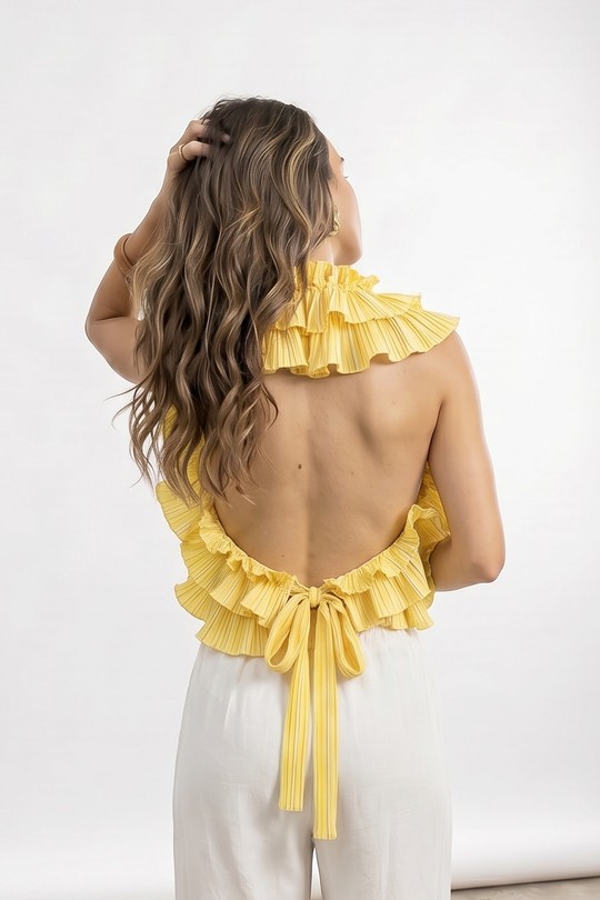 Tops Femme Jaune Misskoo FK184 Efashion Paris