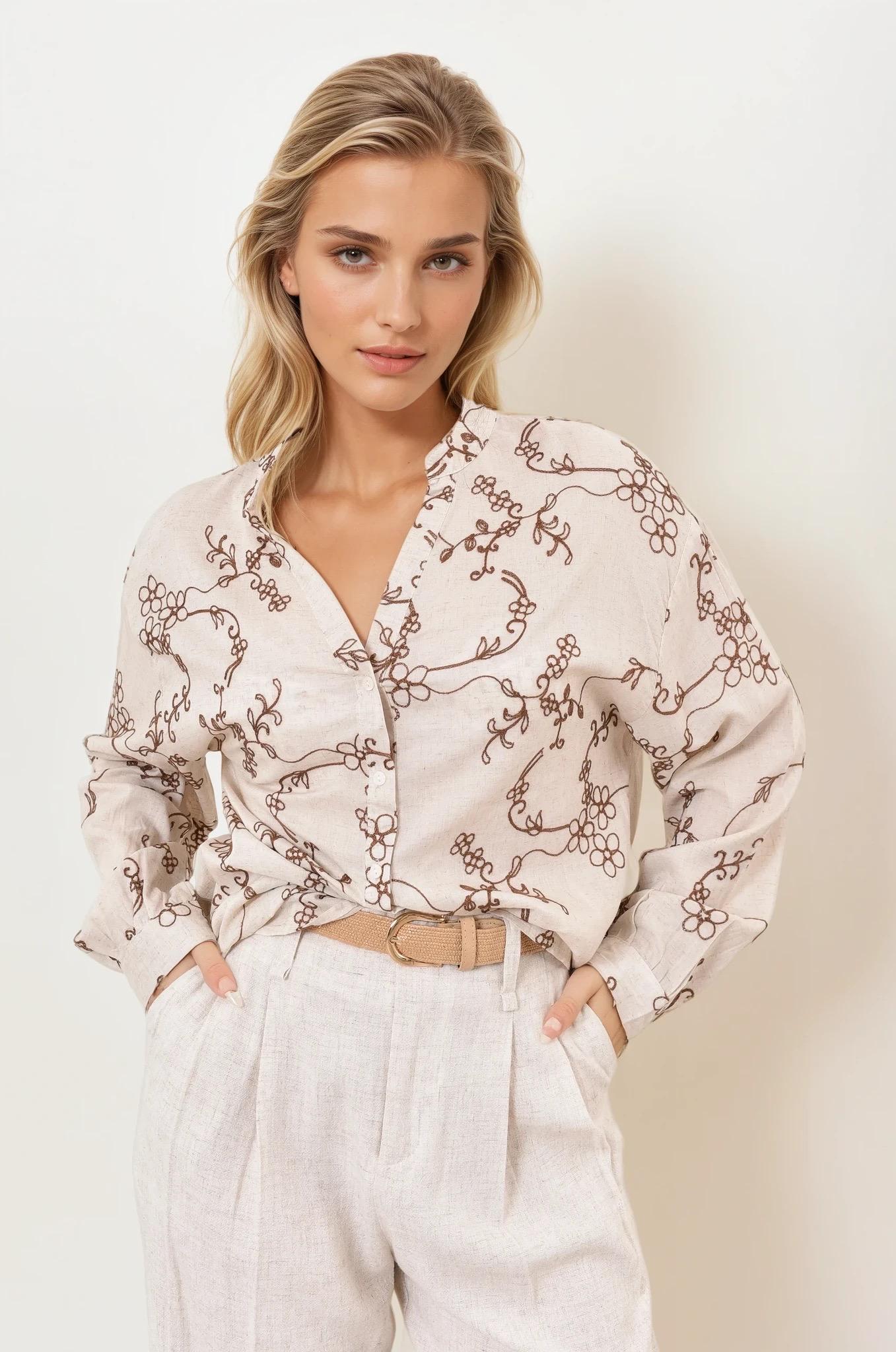 Camisas Mujer Beige Misskoo E7002 #c Efashion Paris