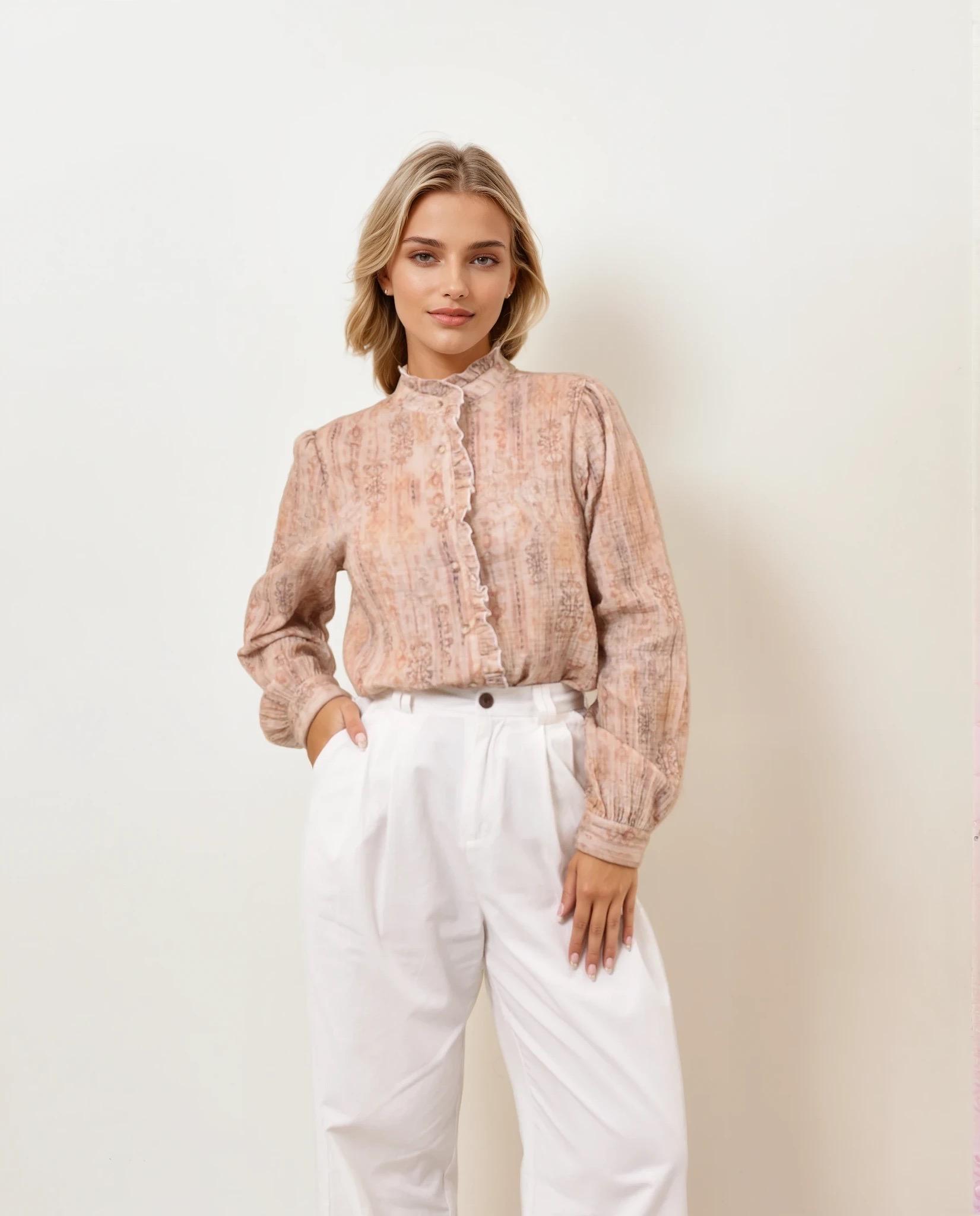 Camisas Mujer Beige Misskoo E7009 #c Efashion Paris