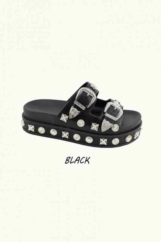 Sandales Chaussures Noir MULANKA DM808 Efashion Paris
