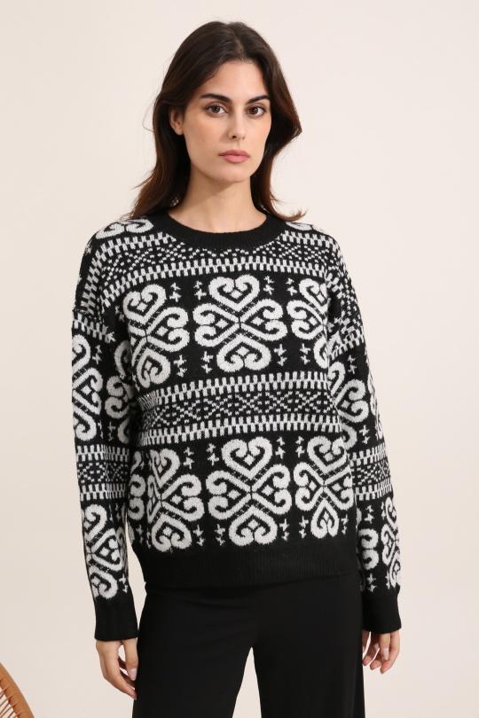 Pulls Femme Noir J&H FASHION 9313 Efashion Paris