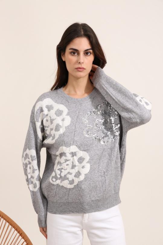 Pulls Femme Gris J&H FASHION 9322 Efashion Paris