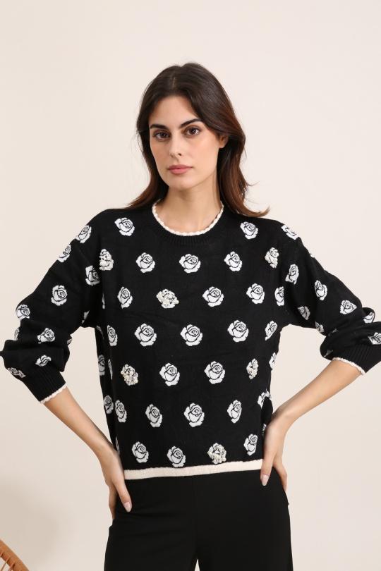Pulls Femme Noir J&H FASHION 9319 Efashion Paris