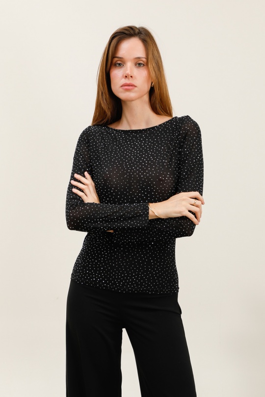 Top Donna Silvery black J&H FASHION 28746 Efashion Paris