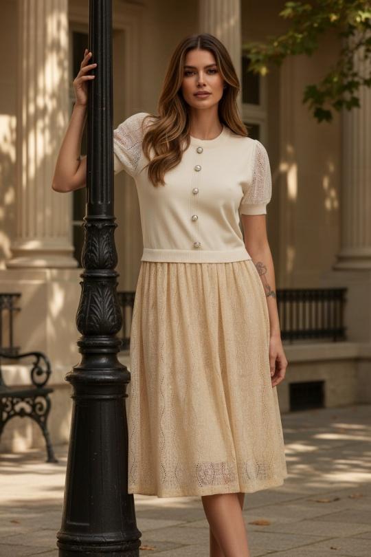 Robes mi-longues Femme Beige J&H FASHION 16115 Efashion Paris