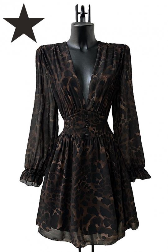 Robes courtes Femme Marron foncé ELLE STYLE GL_8944_MARRLEOP_JULIETTE Efashion Paris