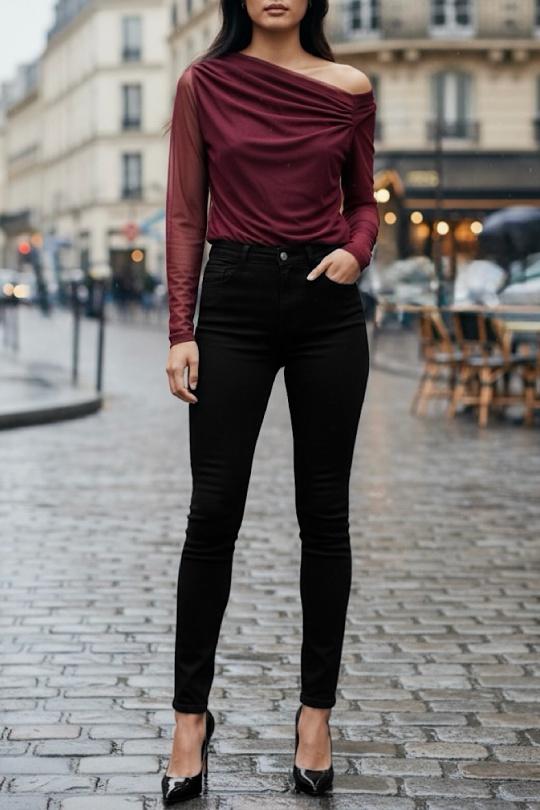 Tops Femme Bordeaux ELLE STYLE GL_02851_MAALA Efashion Paris