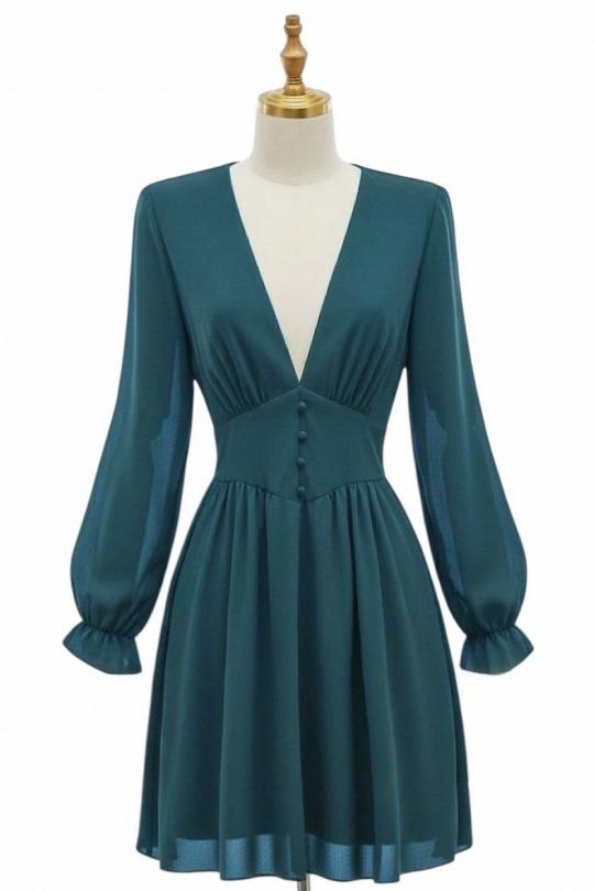 Robes courtes Femme Vert bouteille ELLE STYLE GL_8944_UNI_JULIETTE Efashion Paris