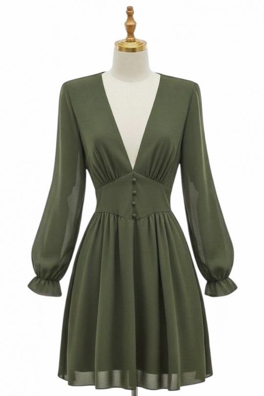 Robes courtes Femme Vert bouteille ELLE STYLE GL_8944_UNI_JULIETTE Efashion Paris
