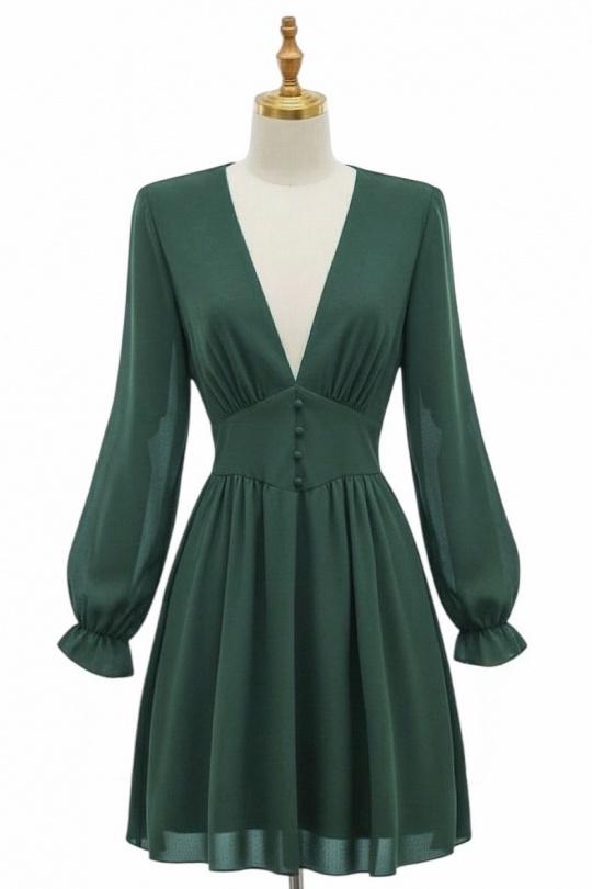 Robes courtes Femme Vert bouteille ELLE STYLE GL_8944_UNI_JULIETTE Efashion Paris
