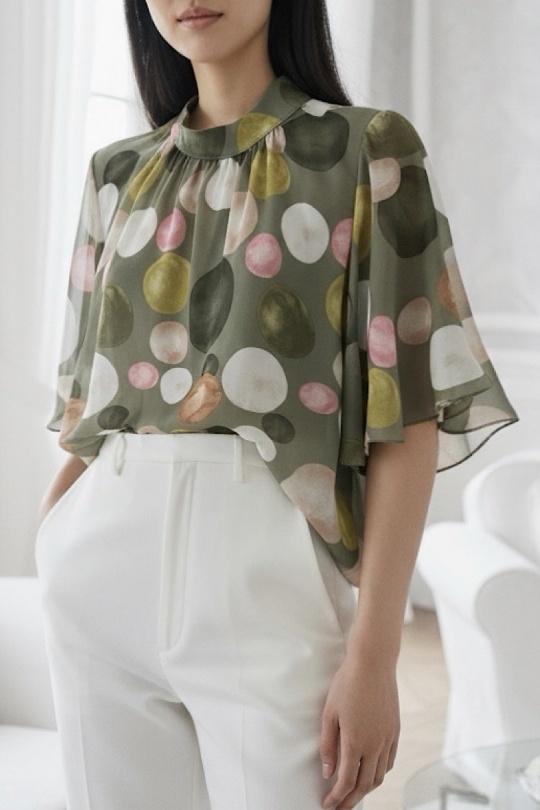 Blouses Femme Rose corail ELLE STYLE TH_26108_ALL_126_AGNES Efashion Paris