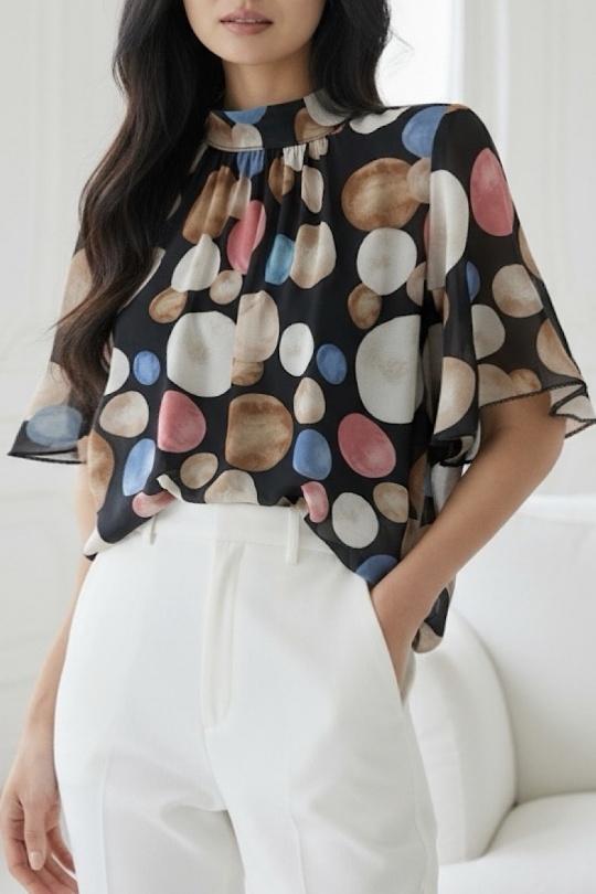 Blouses Femme Rose corail ELLE STYLE TH_26108_ALL_126_AGNES Efashion Paris