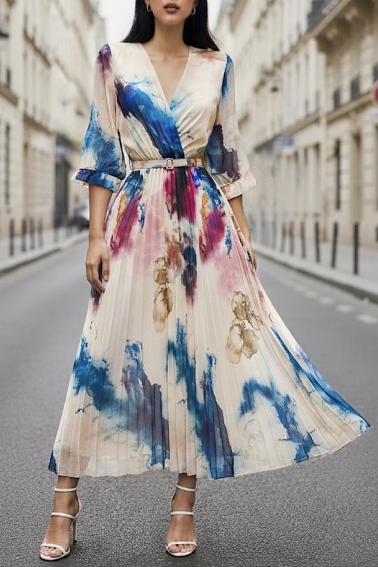 Robes longues Femme Bleu canard ELLE STYLE TH_891_FLEURE_LISA Efashion Paris