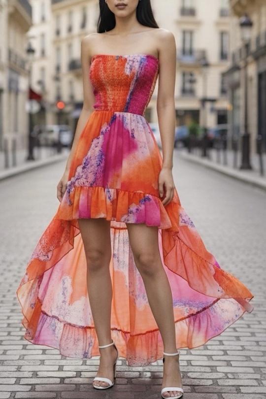 Robes longues Femme Framboise/orange ELLE STYLE GL_9910_ALL2024_MADY Efashion Paris