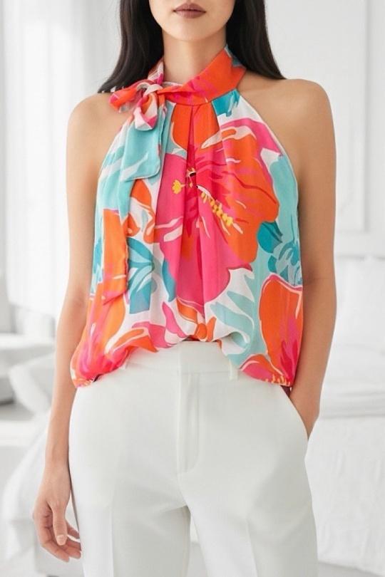 Blouses Femme rose à fleurs ELLE STYLE GL_0795_POIS_326ANAIS Efashion Paris