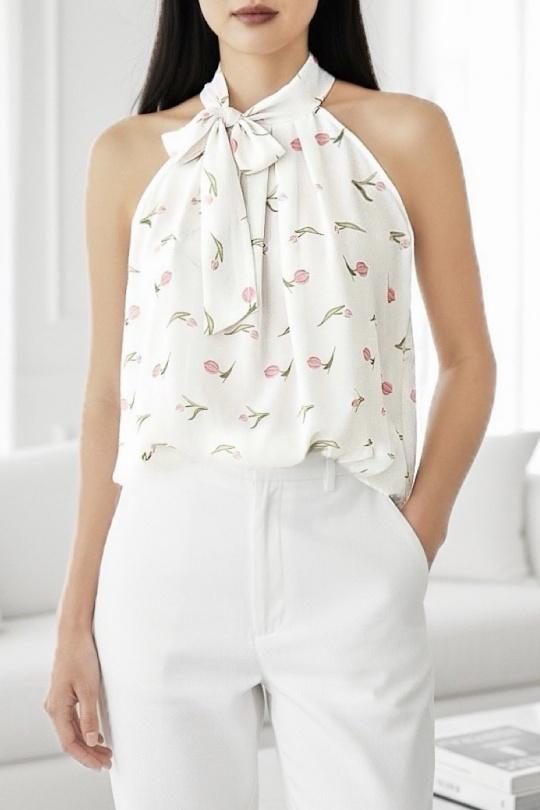 Blouses Femme rose à fleurs ELLE STYLE GL_0795_POIS_326ANAIS Efashion Paris